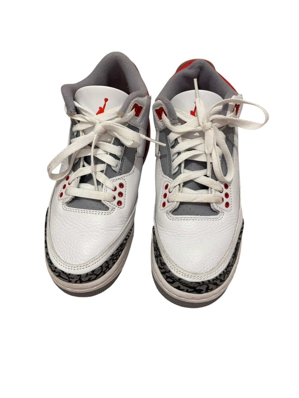 Jordan White/Red/Gray Retro Basketball Sneakers - Picture 2 of 5